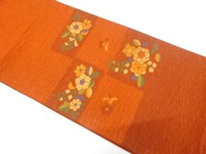 ふくれ織　花模様織り出し　袋帯